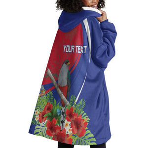 Personalized Afro-Haitians Wearable Blanket Hoodie Hispaniolan Trogon Sporty Style - African Pride