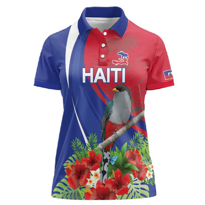 Personalized Afro-Haitians Women Polo Shirt Hispaniolan Trogon Sporty Style - African Pride