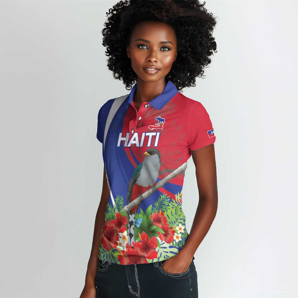 Personalized Afro-Haitians Women Polo Shirt Hispaniolan Trogon Sporty Style - African Pride