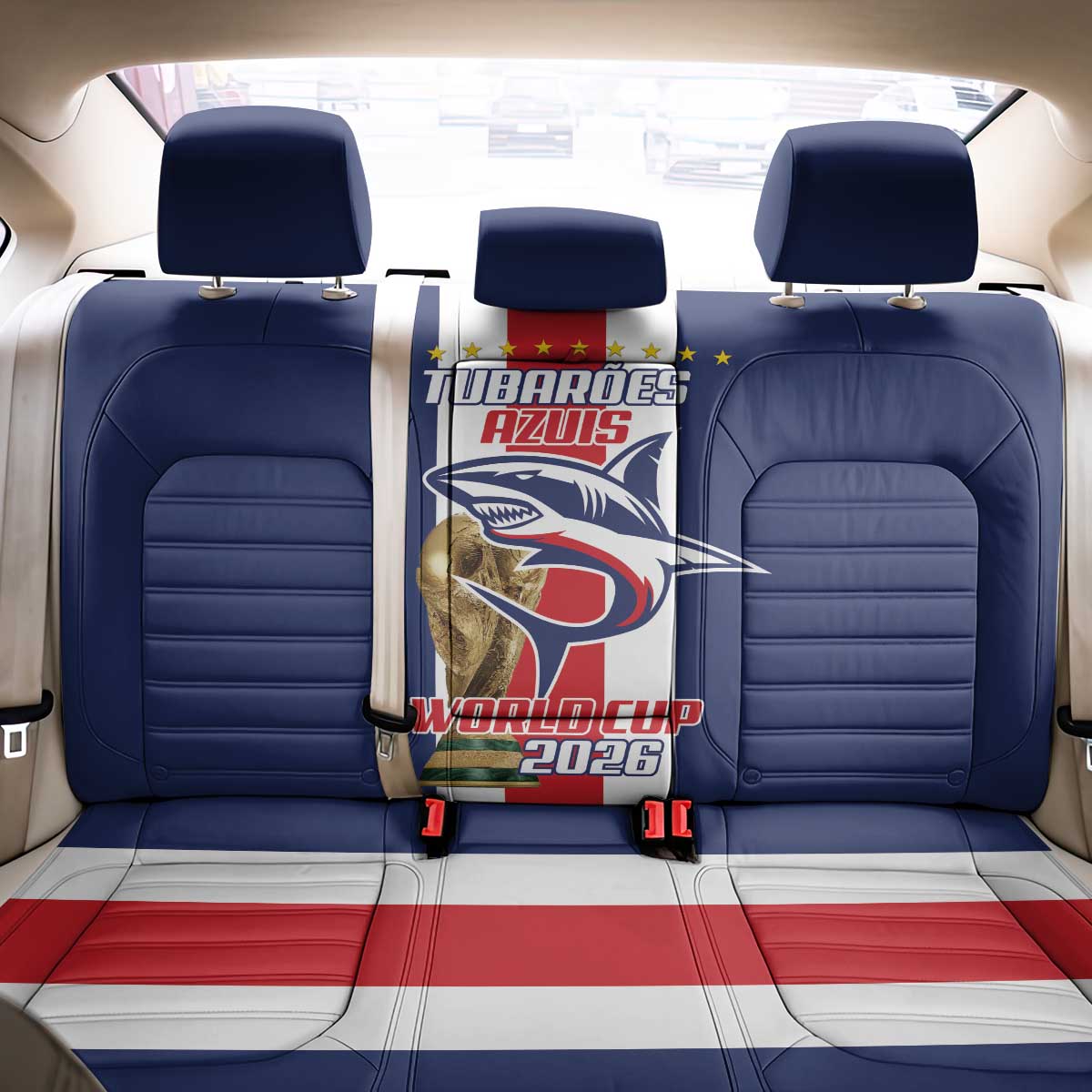 Cape Verde Football 2026 Back Car Seat Cover Tubaroes Azuis Go Champion - African Pride