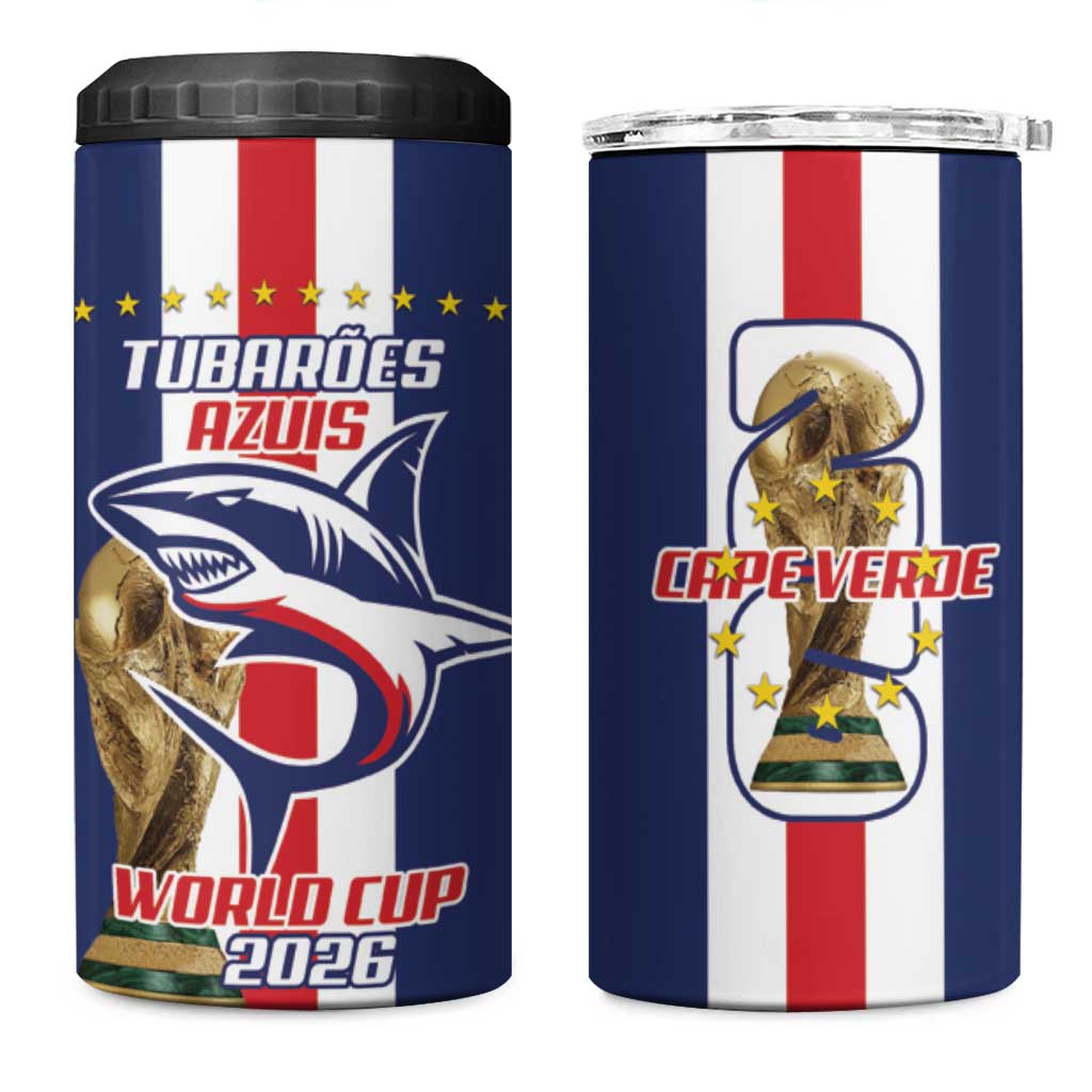 Cape Verde Football 2026 4 in 1 Can Cooler Tumbler Tubaroes Azuis Go Champion - African Pride