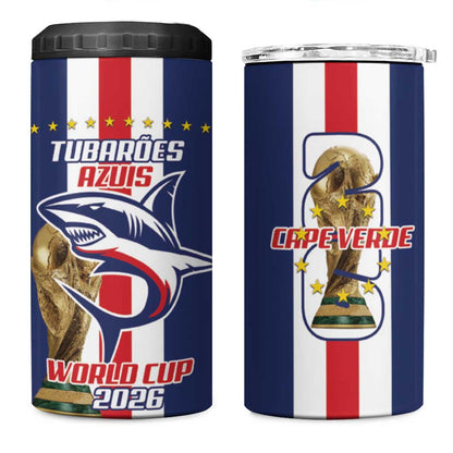 Cape Verde Football 2026 4 in 1 Can Cooler Tumbler Tubaroes Azuis Go Champion - African Pride