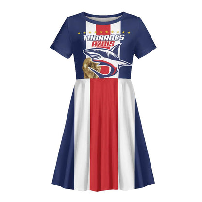 Cape Verde Football 2026 Kid Short Sleeve Dress Tubaroes Azuis Go Champion - African Pride