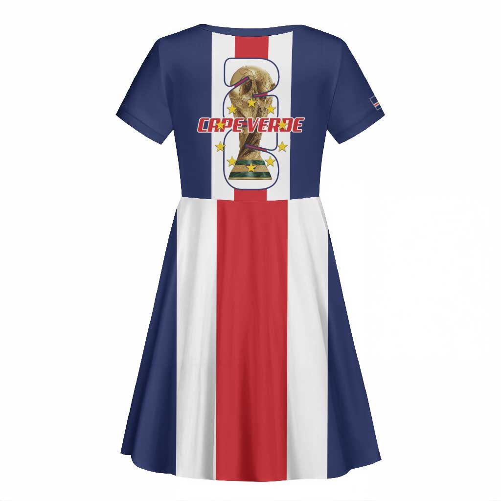 Cape Verde Football 2026 Kid Short Sleeve Dress Tubaroes Azuis Go Champion - African Pride