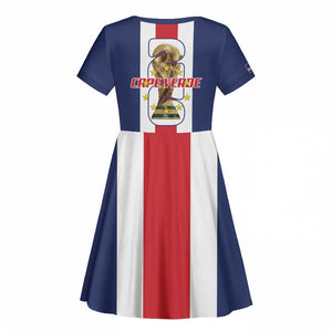 Cape Verde Football 2026 Kid Short Sleeve Dress Tubaroes Azuis Go Champion - African Pride