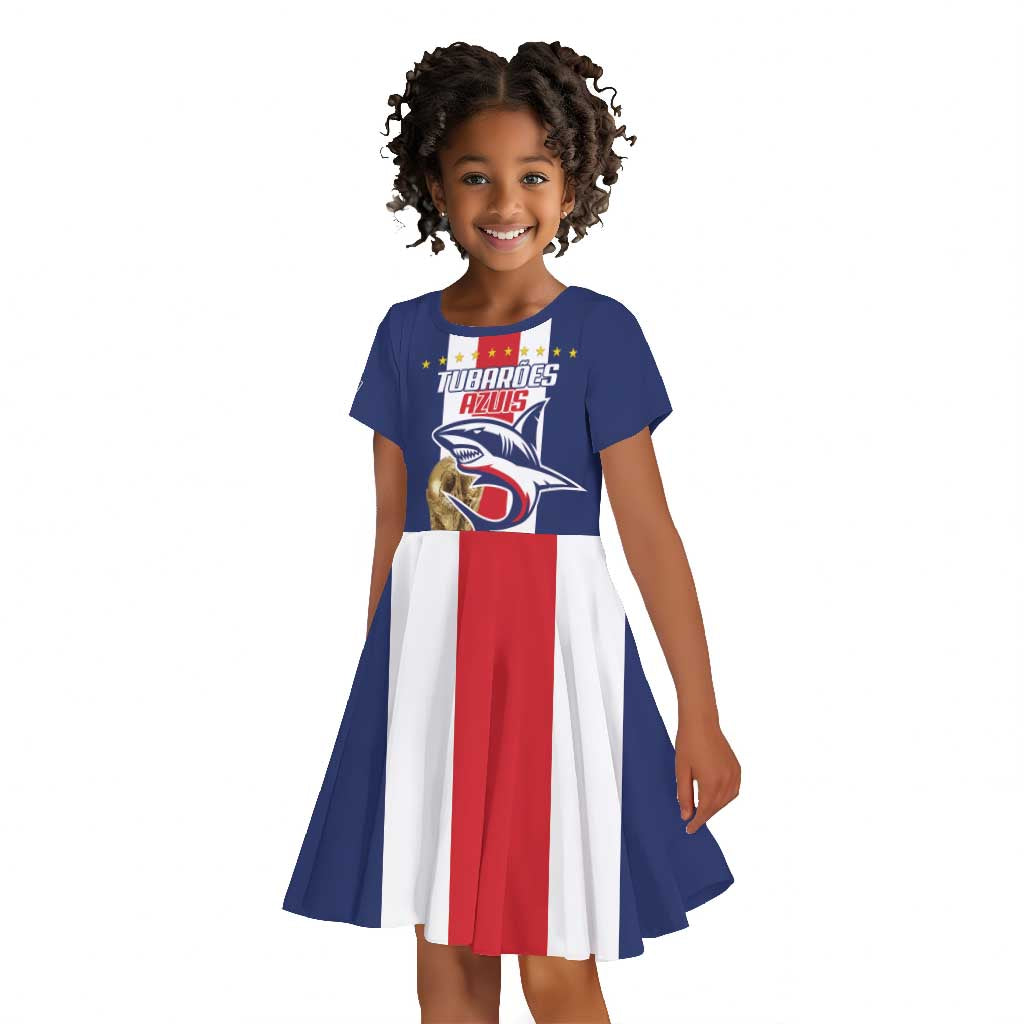 Cape Verde Football 2026 Kid Short Sleeve Dress Tubaroes Azuis Go Champion - African Pride