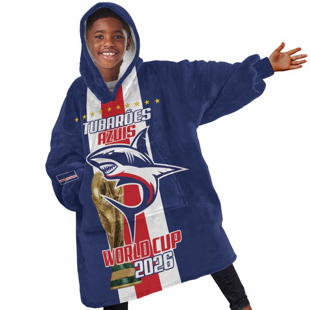 Cape Verde Football 2026 Kid Wearable Blanket Hoodie Tubaroes Azuis Go Champion - African Pride