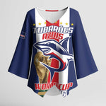 Cape Verde Football 2026 Kimono Sleeve Blouse Tubaroes Azuis Go Champion