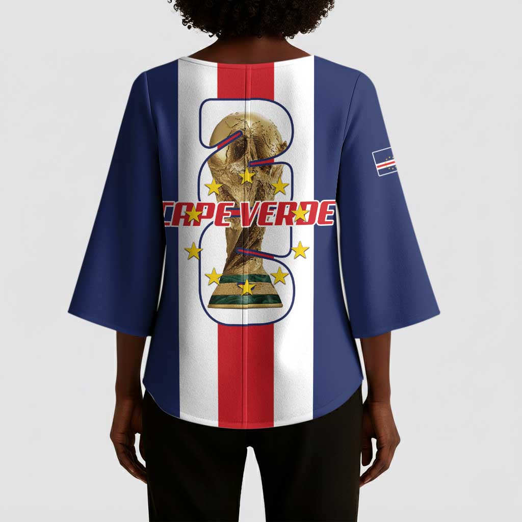 Cape Verde Football 2026 Kimono Sleeve Blouse Tubaroes Azuis Go Champion