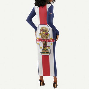 Cape Verde Football 2026 Long Sleeve Bodycon Dress Tubaroes Azuis Go Champion - African Pride