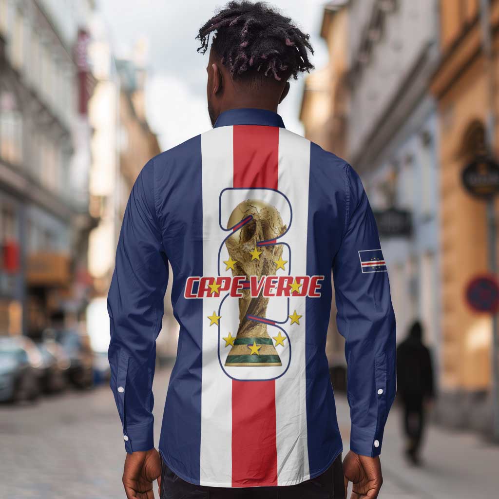 Cape Verde Football 2026 Long Sleeve Button Shirt Tubaroes Azuis Go Champion - African Pride