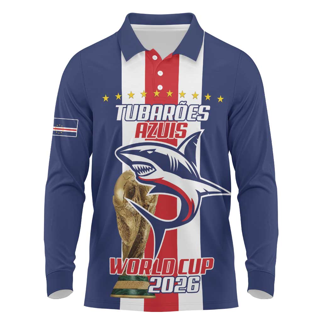 Cape Verde Football 2026 Long Sleeve Polo Shirt Tubaroes Azuis Go Champion - African Pride