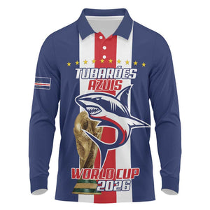 Cape Verde Football 2026 Long Sleeve Polo Shirt Tubaroes Azuis Go Champion - African Pride