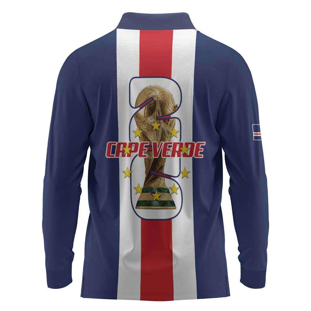 Cape Verde Football 2026 Long Sleeve Polo Shirt Tubaroes Azuis Go Champion - African Pride