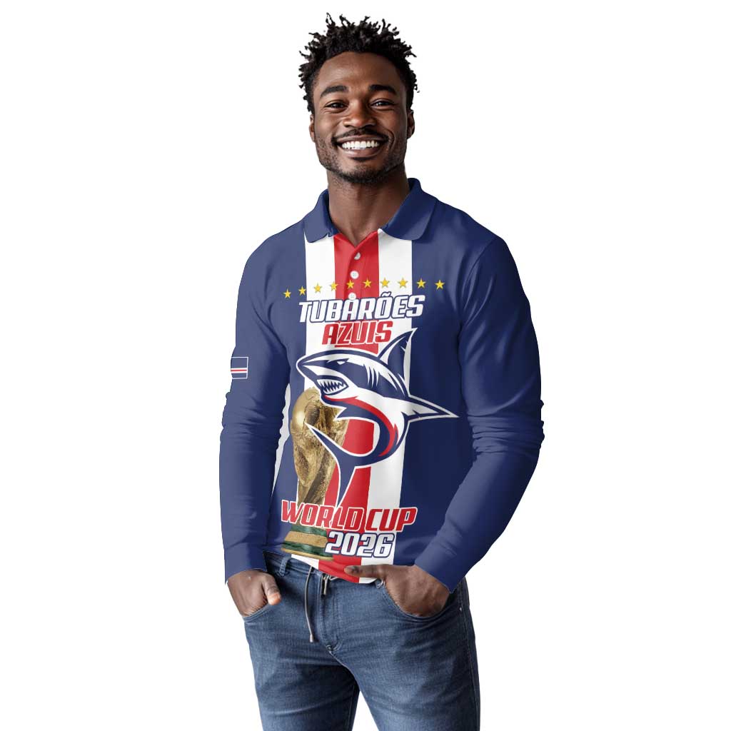 Cape Verde Football 2026 Long Sleeve Polo Shirt Tubaroes Azuis Go Champion - African Pride