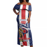 Cape Verde Football 2026 Off Shoulder Maxi Dress Tubaroes Azuis Go Champion - African Pride
