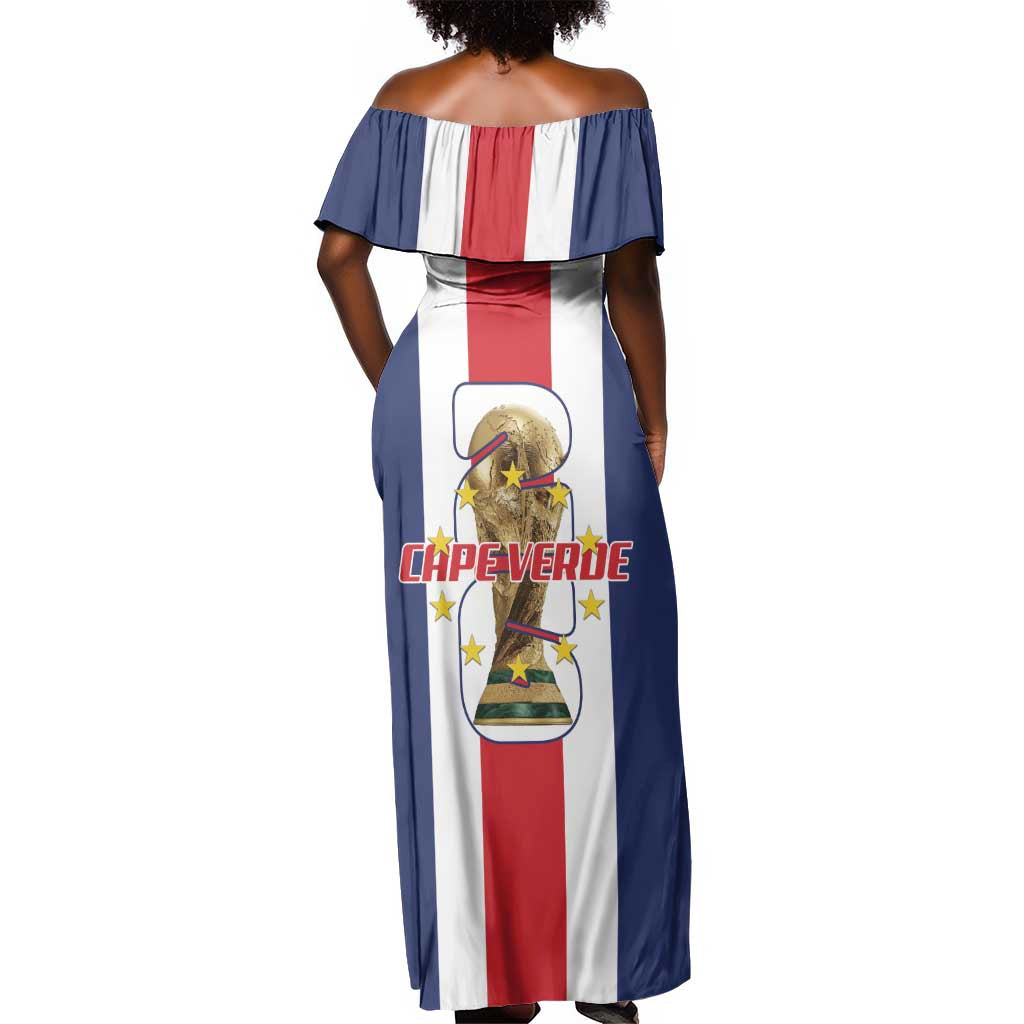 Cape Verde Football 2026 Off Shoulder Maxi Dress Tubaroes Azuis Go Champion - African Pride