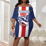 Cape Verde Football 2026 Off Shoulder Short Dress Tubaroes Azuis Go Champion - African Pride