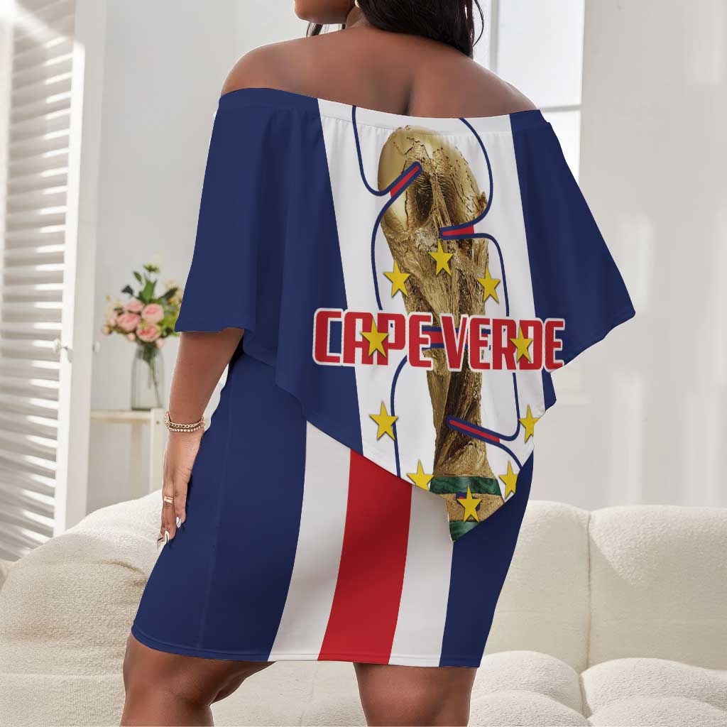 Cape Verde Football 2026 Off Shoulder Short Dress Tubaroes Azuis Go Champion - African Pride
