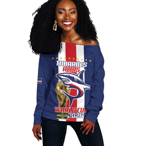Cape Verde Football 2026 Off Shoulder Sweater Tubaroes Azuis Go Champion - African Pride