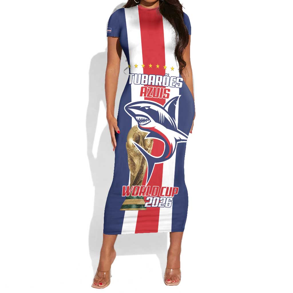 Cape Verde Football 2026 Short Sleeve Bodycon Dress Tubaroes Azuis Go Champion - African Pride