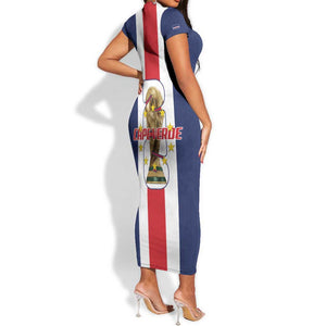 Cape Verde Football 2026 Short Sleeve Bodycon Dress Tubaroes Azuis Go Champion - African Pride