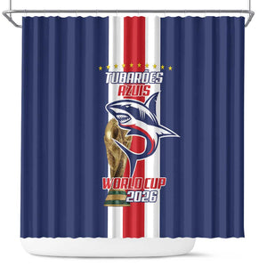 Cape Verde Football 2026 Shower Curtain Tubaroes Azuis Go Champion - African Pride