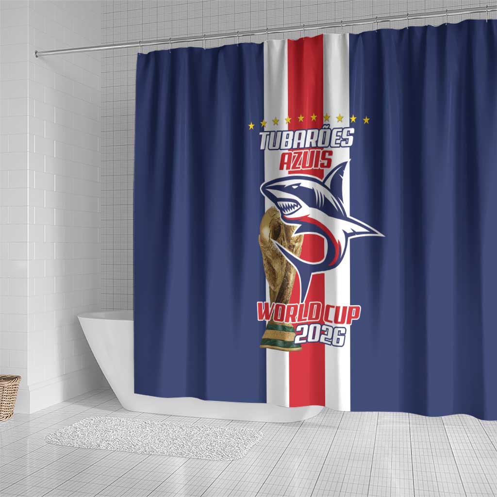 Cape Verde Football 2026 Shower Curtain Tubaroes Azuis Go Champion - African Pride