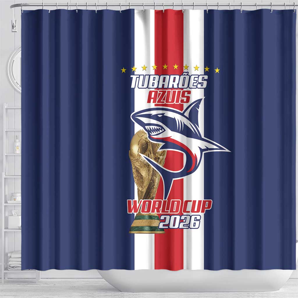 Cape Verde Football 2026 Shower Curtain Tubaroes Azuis Go Champion - African Pride