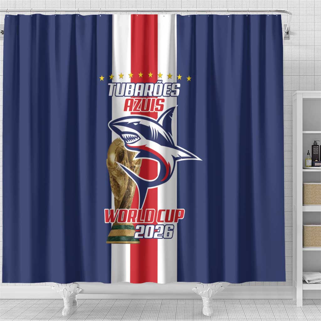 Cape Verde Football 2026 Shower Curtain Tubaroes Azuis Go Champion - African Pride
