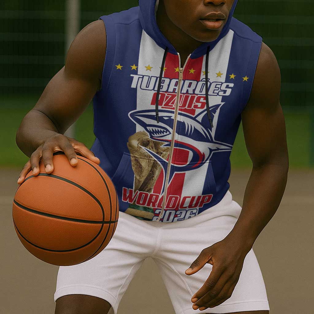 Cape Verde Football 2026 Sleeveless Zip Hoodie Tubaroes Azuis Go Champion - African Pride