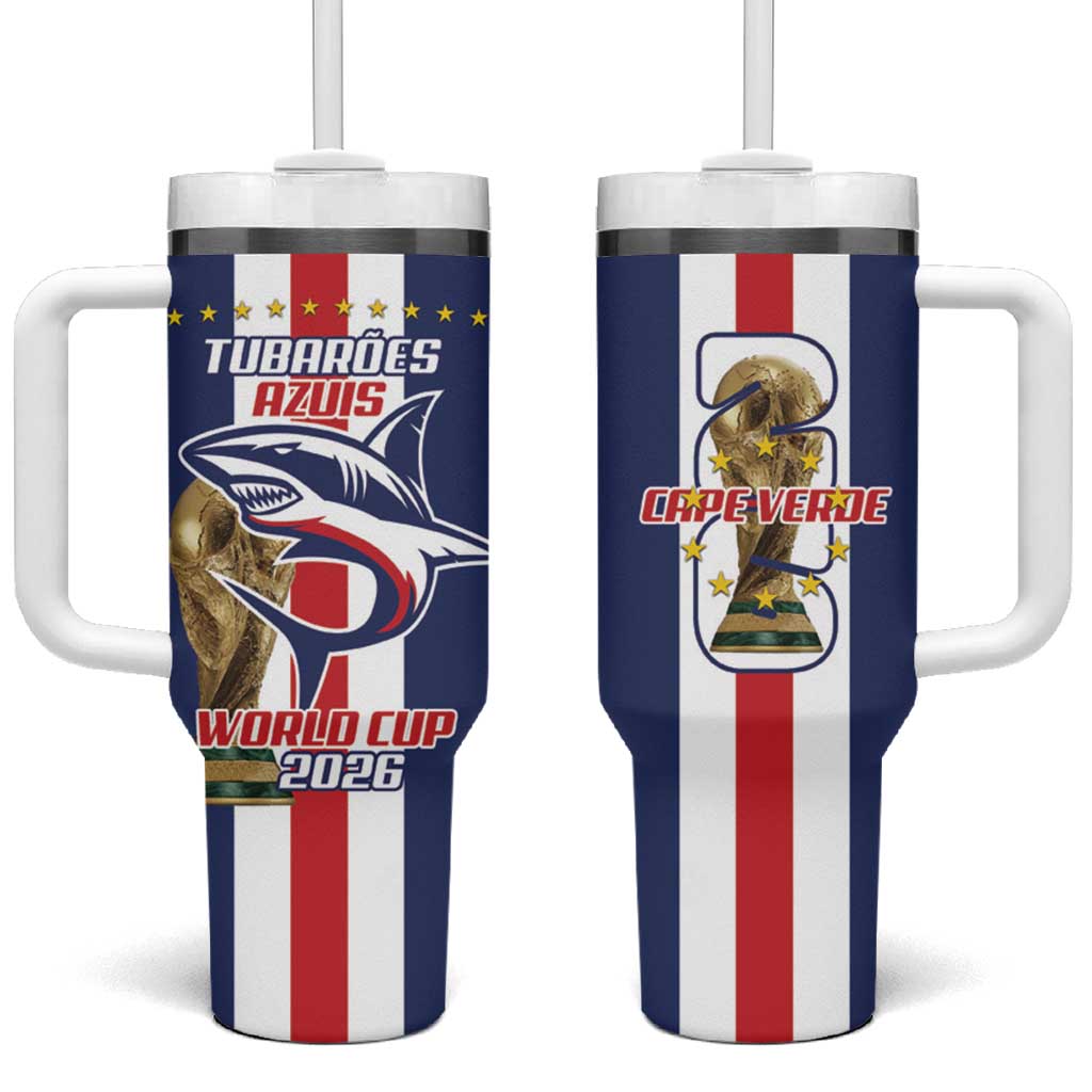 Cape Verde Football 2026 Tumbler With Handle Tubaroes Azuis Go Champion - African Pride