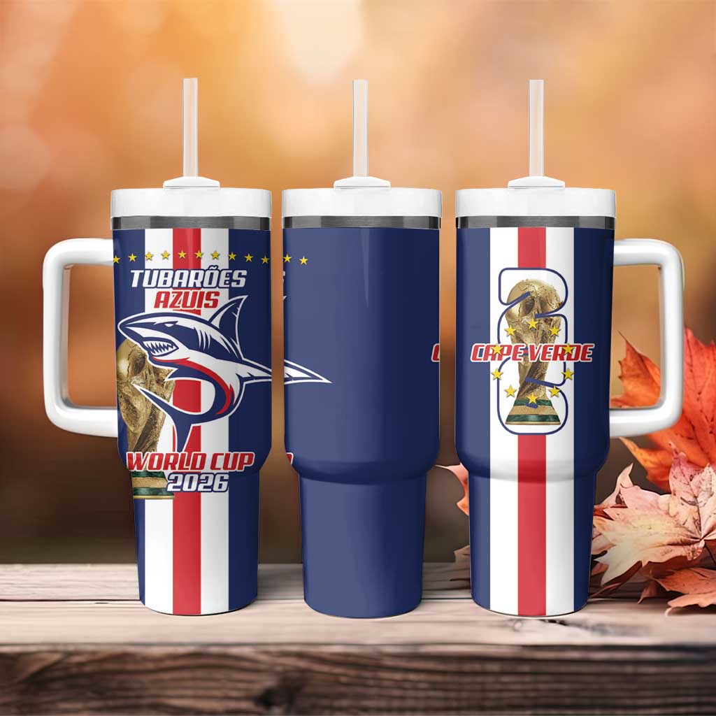 Cape Verde Football 2026 Tumbler With Handle Tubaroes Azuis Go Champion - African Pride