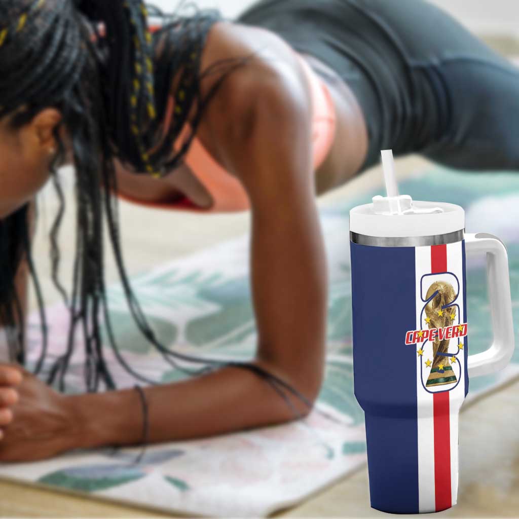 Cape Verde Football 2026 Tumbler With Handle Tubaroes Azuis Go Champion - African Pride