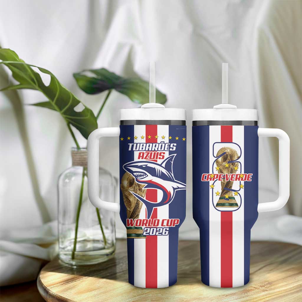 Cape Verde Football 2026 Tumbler With Handle Tubaroes Azuis Go Champion - African Pride
