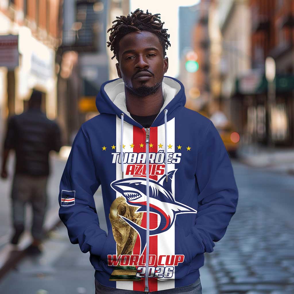 Cape Verde Football 2026 Zip Hoodie Tubaroes Azuis Go Champion - African Pride