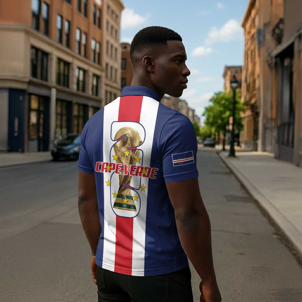 Cape Verde Football 2026 Zipper Polo Shirt Tubaroes Azuis Go Champion