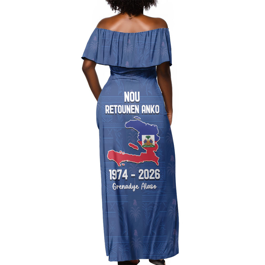 Haiti Football Off Shoulder Maxi Dress Nou Retounen Anko 1974-2026