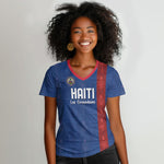Haiti Football Women V-Neck T-Shirt Nou Retounen Anko 1974-2026
