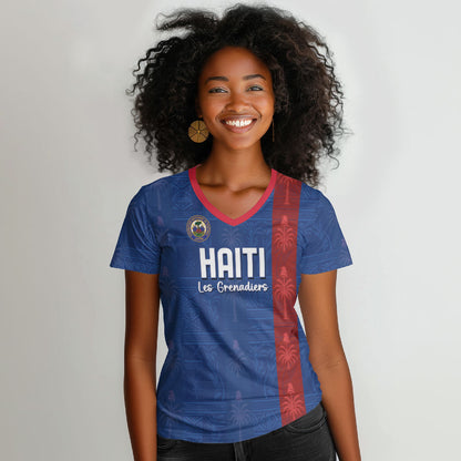 Haiti Football Women V-Neck T-Shirt Nou Retounen Anko 1974-2026