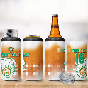 Custom Ivory Coast Football 4 in 1 Can Cooler Tumbler Proud Elephant Fan Edition