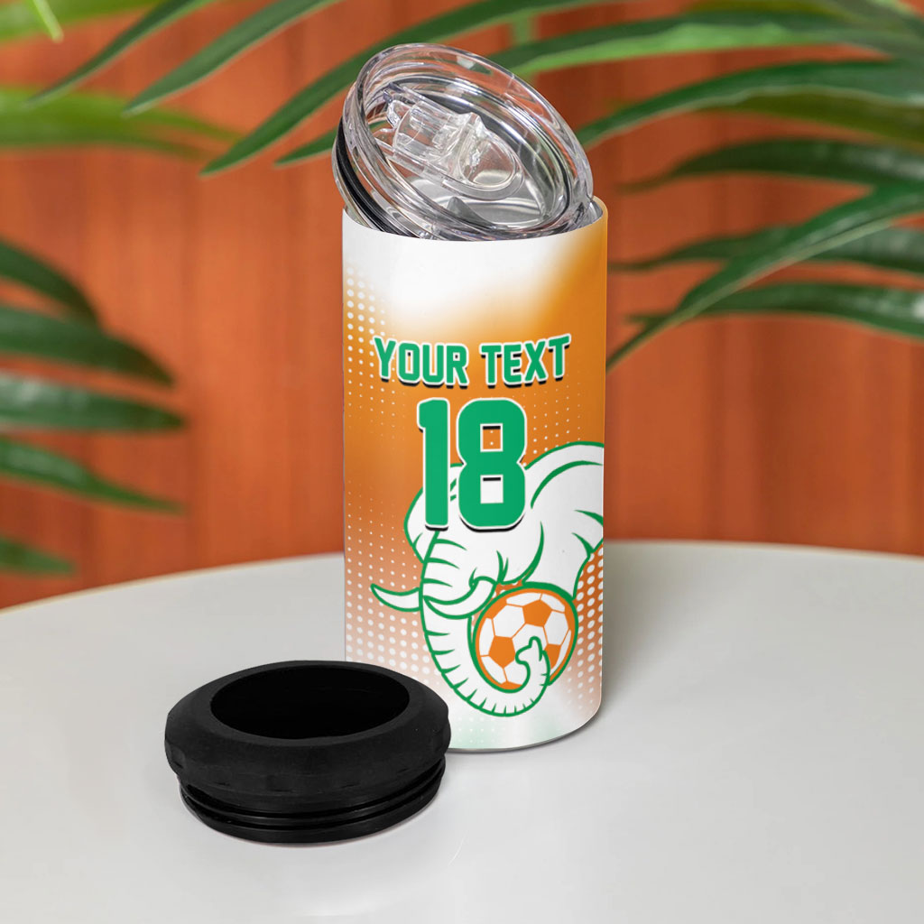 Custom Ivory Coast Football 4 in 1 Can Cooler Tumbler Proud Elephant Fan Edition