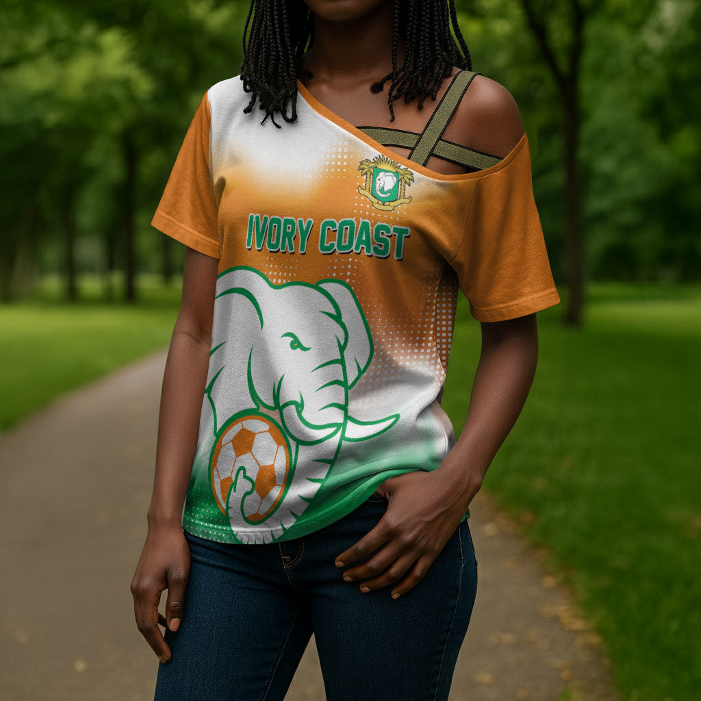 Custom Ivory Coast Football Cross Shoulder Shirt Proud Elephant Fan Edition