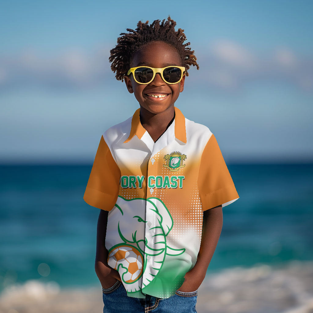 Custom Ivory Coast Football Kid Hawaiian Shirt Proud Elephant Fan Edition
