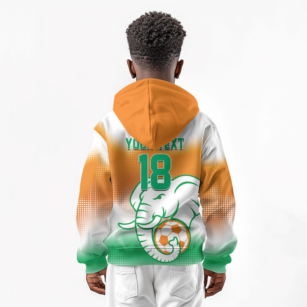 Custom Ivory Coast Football Kid Hoodie Proud Elephant Fan Edition