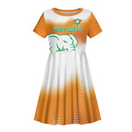 Custom Ivory Coast Football Kid Short Sleeve Dress Proud Elephant Fan Edition
