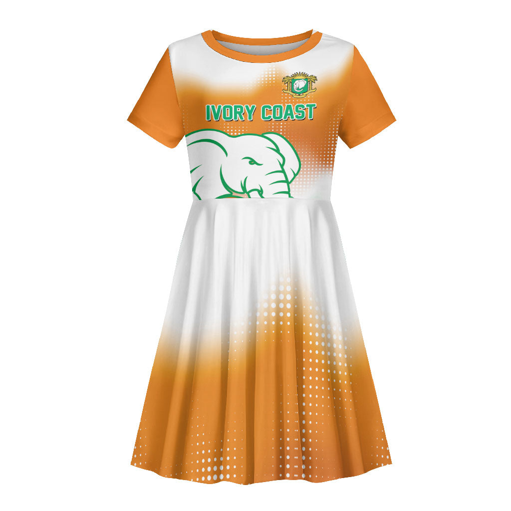 Custom Ivory Coast Football Kid Short Sleeve Dress Proud Elephant Fan Edition