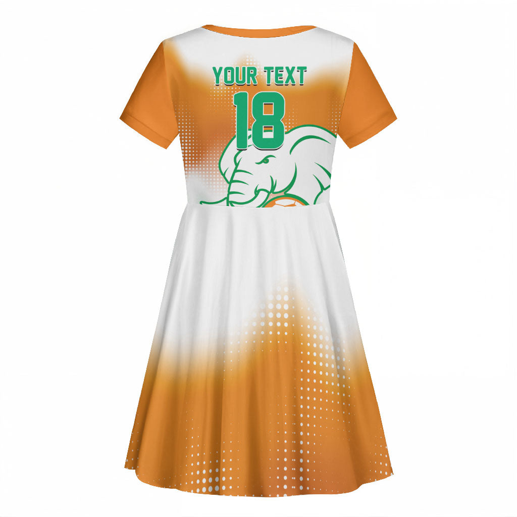 Custom Ivory Coast Football Kid Short Sleeve Dress Proud Elephant Fan Edition