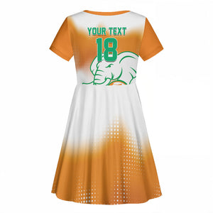 Custom Ivory Coast Football Kid Short Sleeve Dress Proud Elephant Fan Edition
