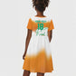 Custom Ivory Coast Football Kid Short Sleeve Dress Proud Elephant Fan Edition